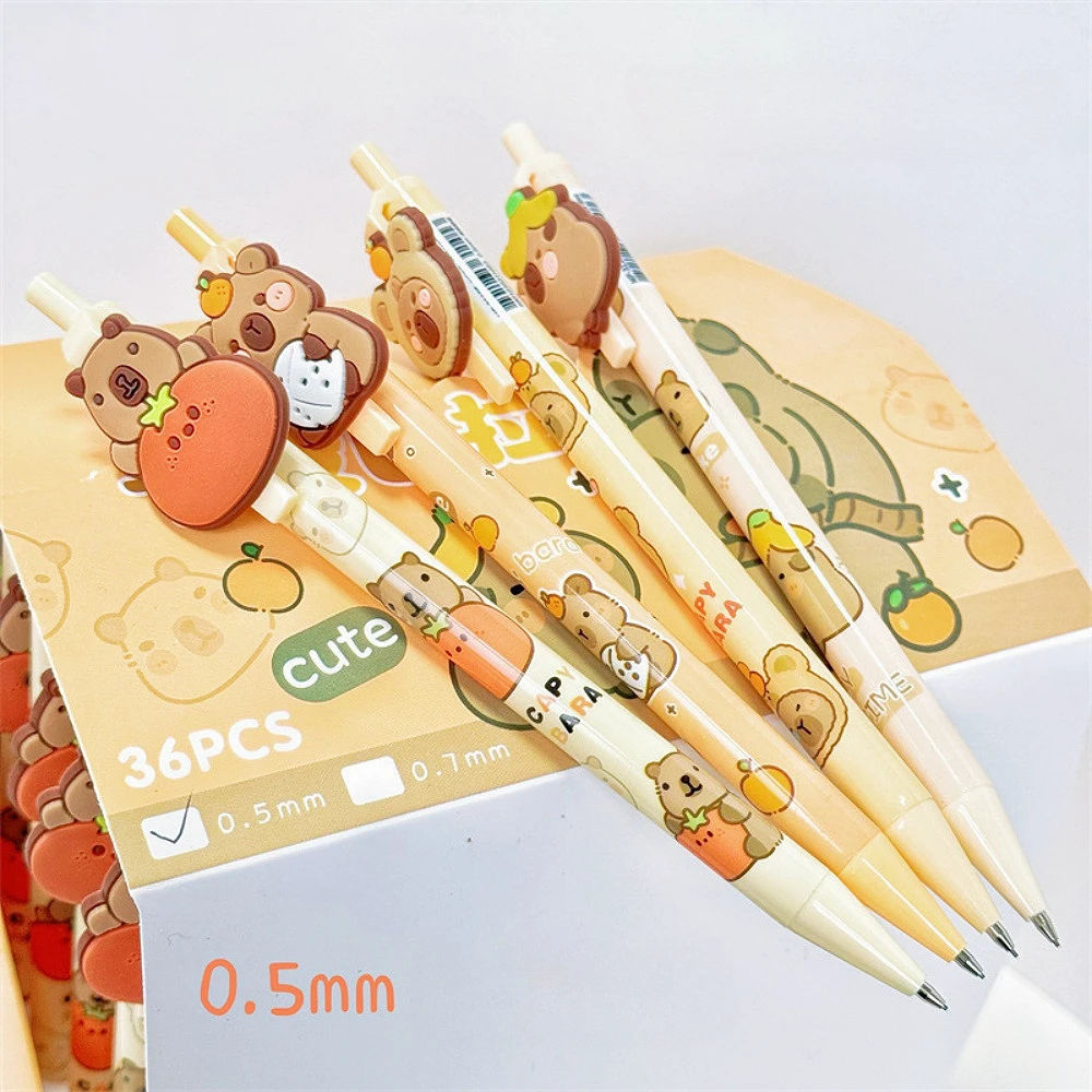 Lápiz mecánico Happy Capybara, lápices japoneses bonitos para escribir, papelería, escuela, suministros de oficina, regalo, 0,5mm, 4 unidades por