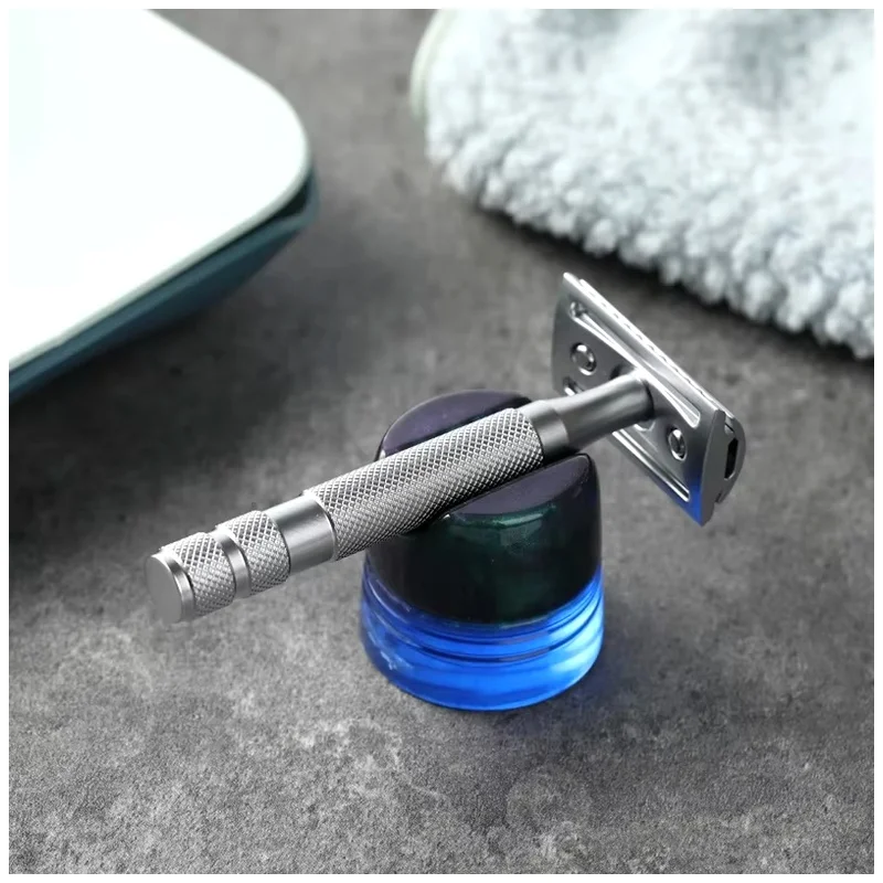 YAQI NEW 14mm Ocean Resin Mens Shaving Razor Holder Stand Wet Shave Tools Best Gift for Men Mens Grooming Tools Mens Gift