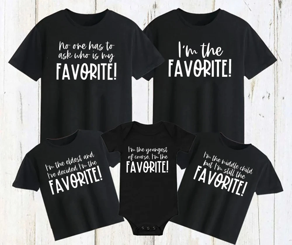 لا أحد يُسأل من هو المفضل طباعة الأسرة مطابقة الزي تي شيرت مضحك أبي أمي الاطفال قمصان بلايز الطفل ارتداءها رومبير #5