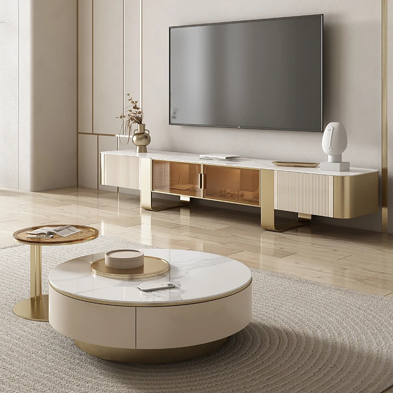 

Luxury TV cabinet, coffee table combination, high-end furniture, living room set, modern minimalist TV cabinet, low cabinet