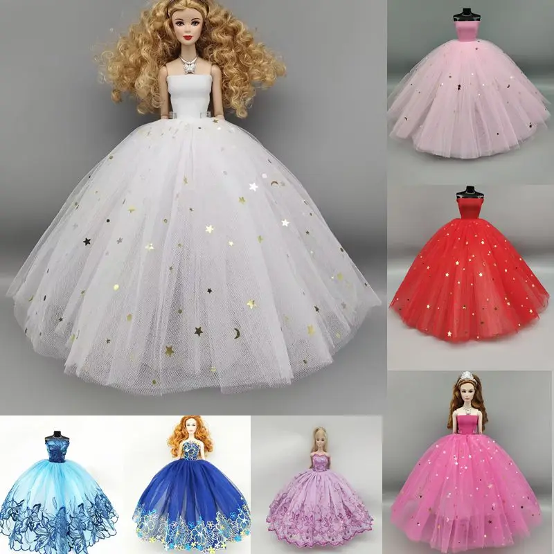 Vestido de novia elegante de encaje Floral para muñeca Barbie, ropa, trajes, vestido de fiesta de princesa blanco y negro, accesorios para muñecas BJD 1/6, Juguetes