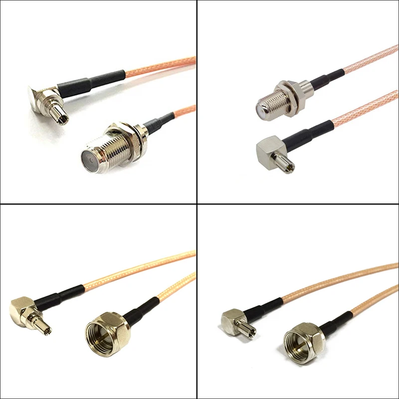 1 Stück 15cm 6" F-Buchse auf TS9 TS-9 CRC9 rechtwinkliges Koaxialkabel RG316 HF-Frequenz-Verlängerung für 3G 4G Antenne – Detail 2