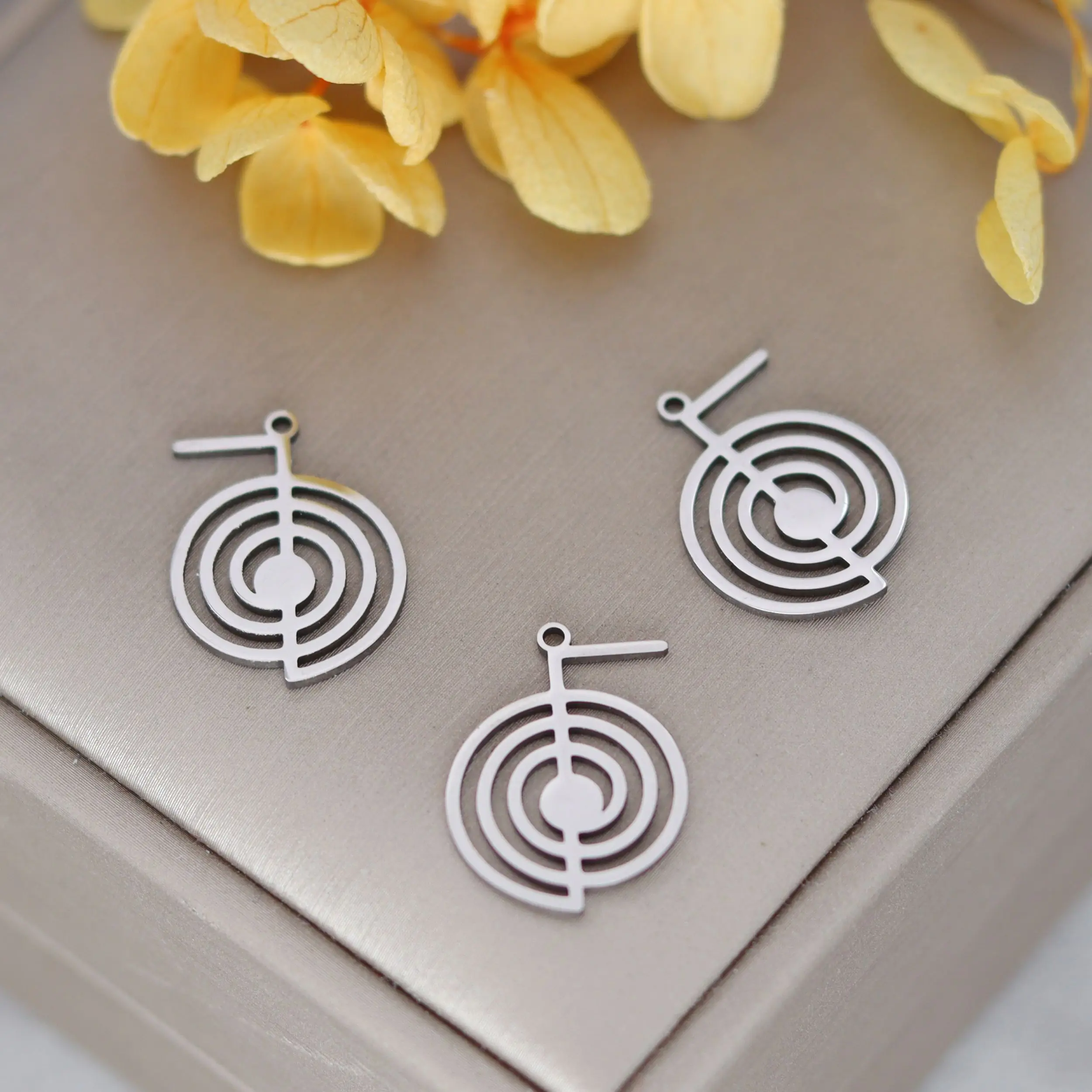 3pcs Stainless Steel Reiki Symbol Choku Rei Charms For Jewelry Making Diy Necklaces Earrings Healing Energy Amulet Pendant