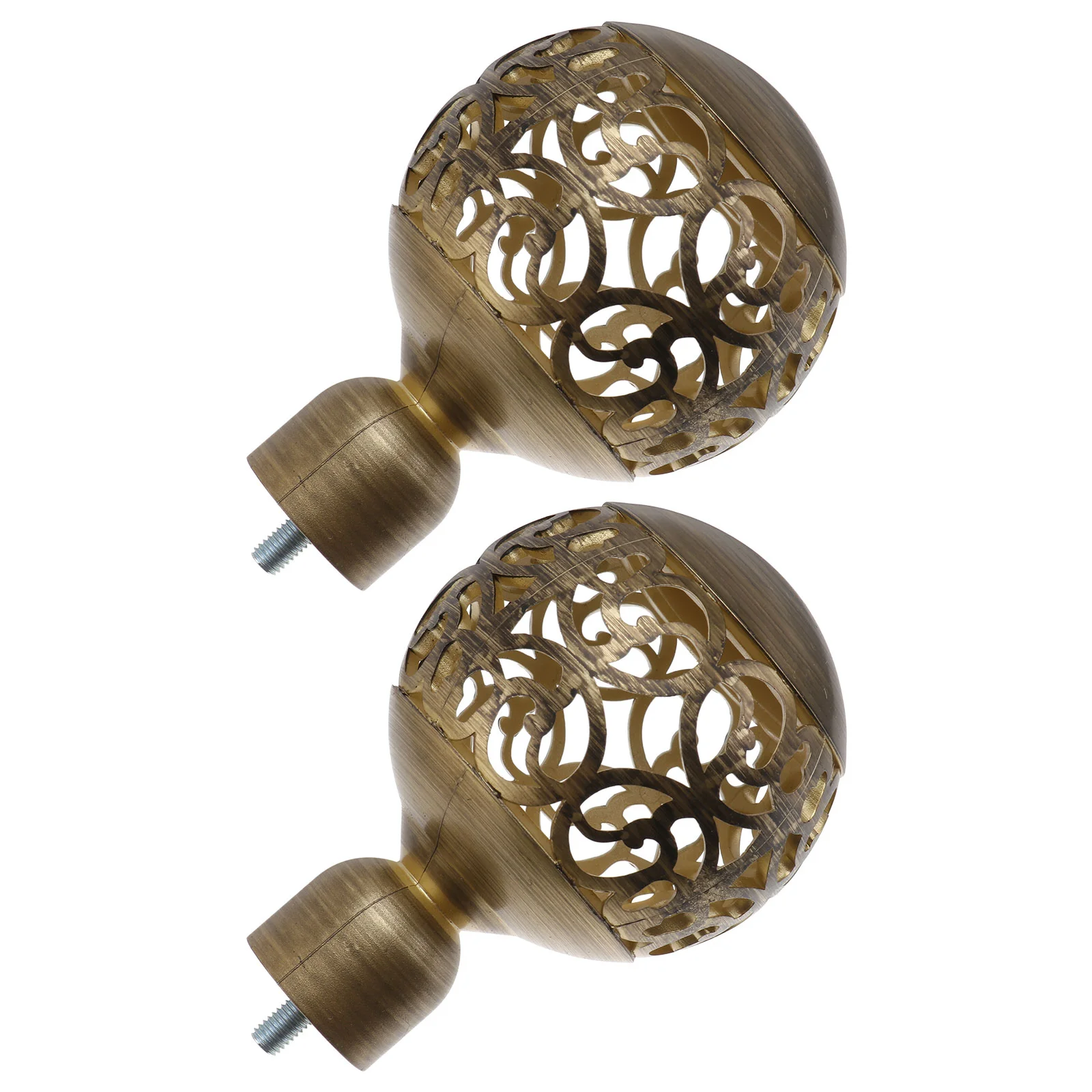 

2 Pcs Vintage Decor Roman Rod Accessories Curtain Pole End Elegant Head Golden Accessory Decorative Ends