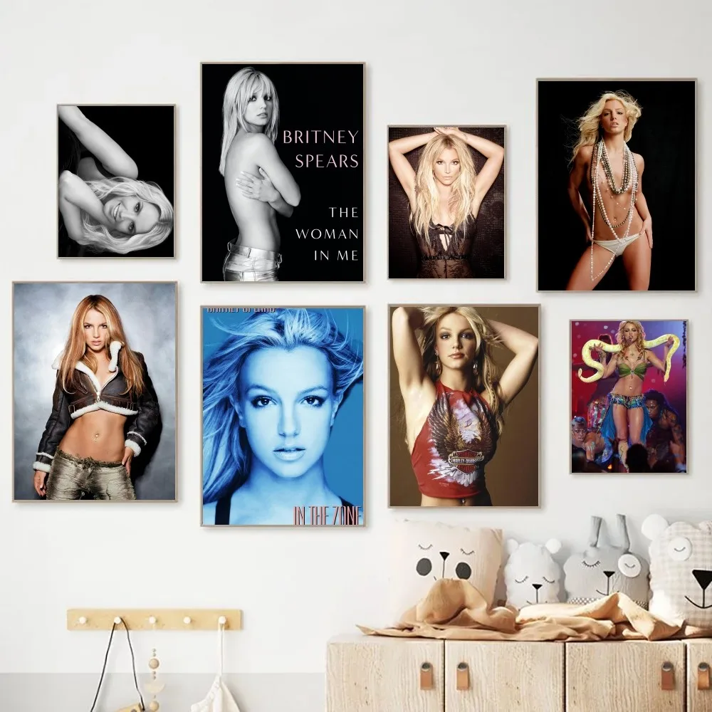 Retro Britney Spears Singer  Poster Fancy Wall Sticker for Living Room Bar Vintage Decorative Painting Middle