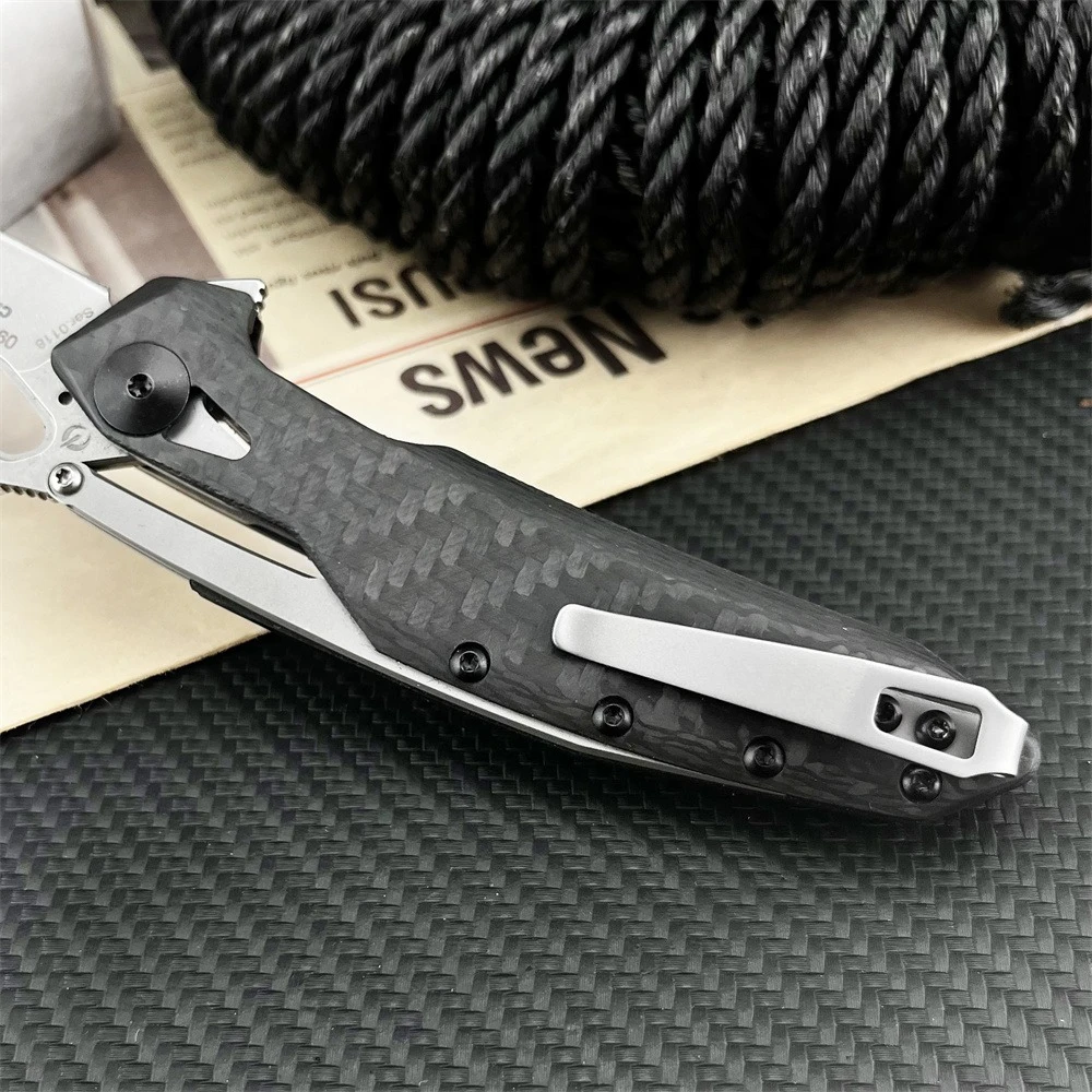 في الهواء الطلق المحمولة سكين جيب قابل للطي D2 شفرة غسل الحجر 420 الصلب + ألياف الكربون مقبض المشي لمسافات طويلة مغامرة الإنقاذ فائدة أداة