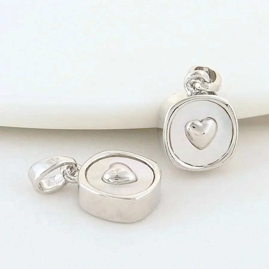 2PCS 10*13MM 11*18MM 14K Gold Color Brass with Shell Drop Heart Charms Pendants Necklace Earrings Jewelry Making  Accessories