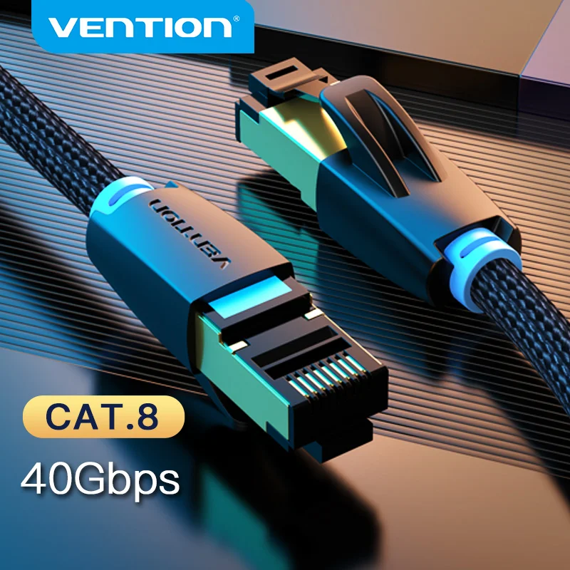 Vention Ethernet Cable Cat8 40Gbps 2000MHz Network Cord Nylon Braided RJ45 Patch Cable for Laptop PS4 Router Cat 8 Lan Cable