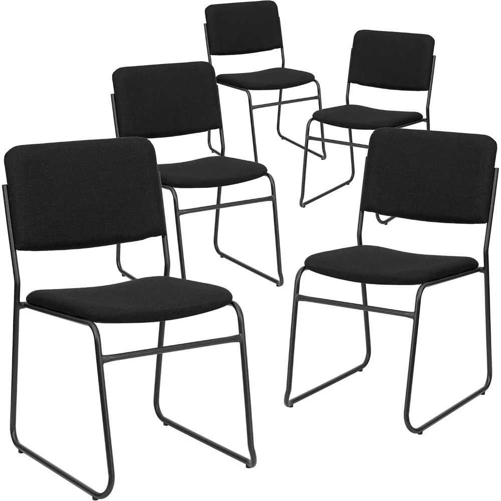 High Density Fabric Stacking Chairs for Waiting Rooms and Offices, Lobby Chairs with Padded Seats, Set of 5, School Chairs