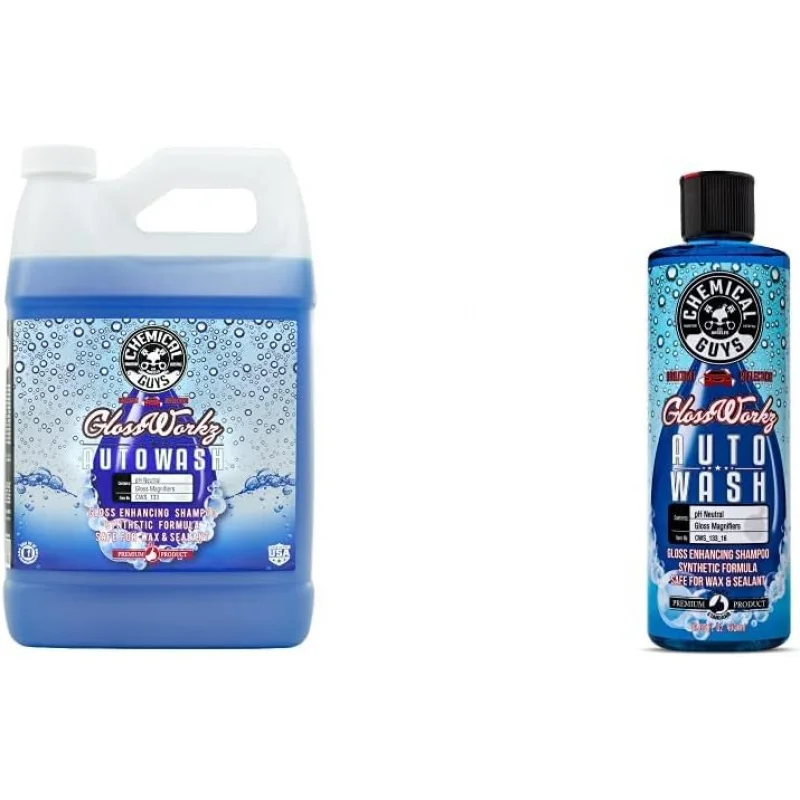 

Cws_133 glosswordz Gloss Booster Car wash soap & refill kit, 2 bottles- (1) 16 oz and (1) gallon (works with foam cannons, foam