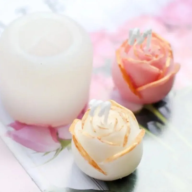 Single Hole Three-dimensional Crimped Rose Rose Silicone Mould Mini Rose Flower Decorative Candle Diy Mold Soap Mold