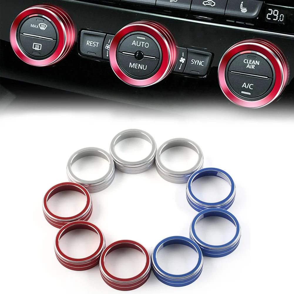 3Pcs Car A C Climate Control Ring Knob Cover For VW Golf Jetta Tiguan Passat Atlas T-ROC Variant Sharan For Seat Tarraco Ateca