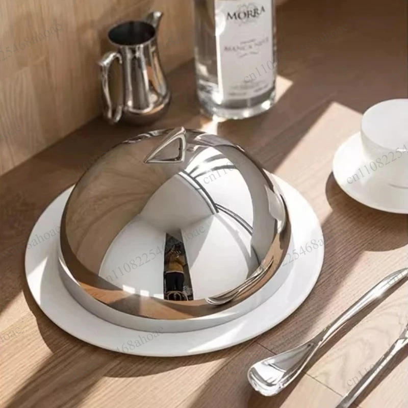 Circular Kitchen Storage Cover,dining Table with Stainless Steel Food Cover, Luxurious Household Cake and Pastry Dustproof Dome