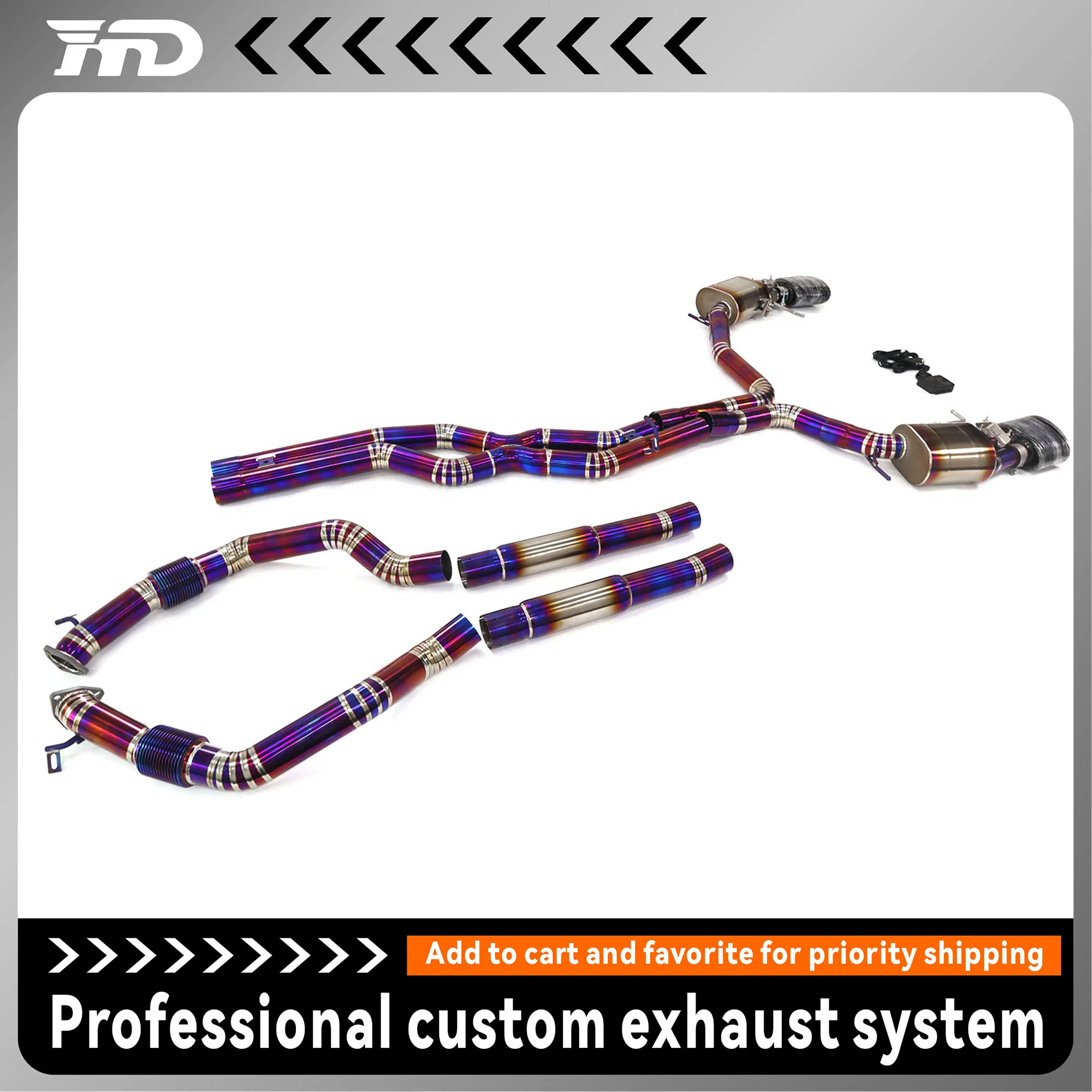 

HMD titanium alloy exhaust system high performance catback + front pipe for Audi RS6 C8 car modified electronic valve muffler