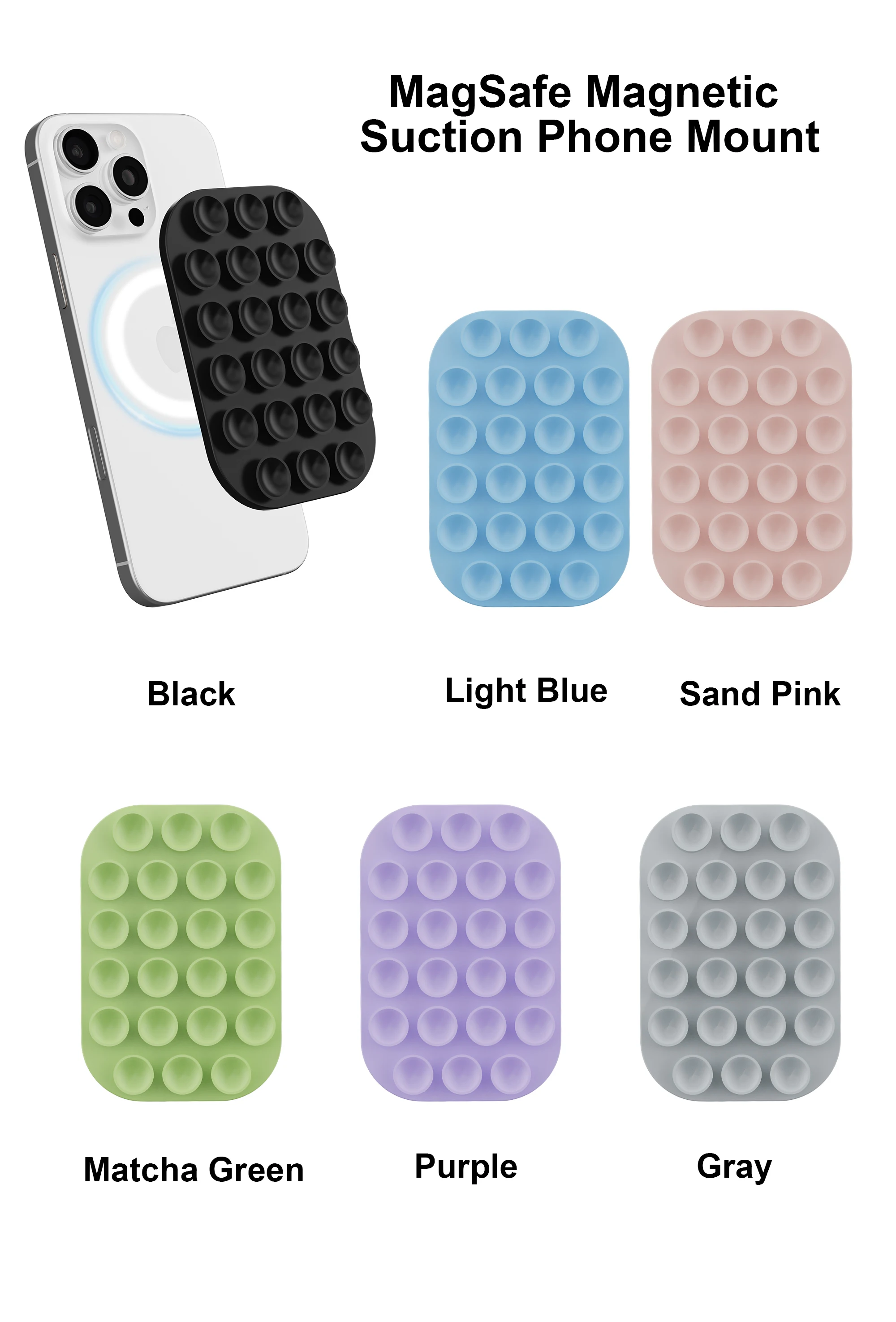 

Silicone magnetic suction cup phone holder pad, multifunctional suction cup wall mounted square anti slip suction cup