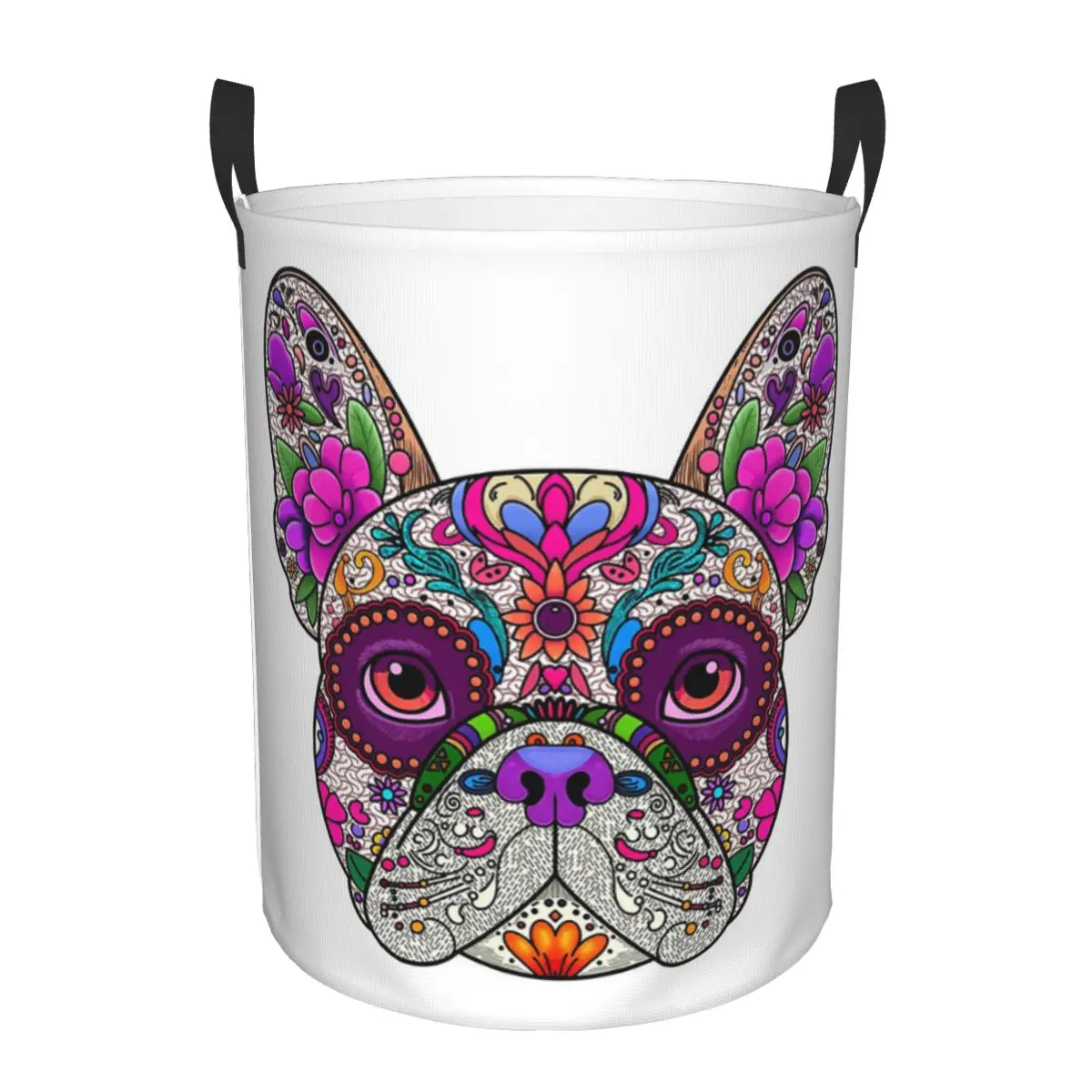 

Корзины для грязного белья Mexican Day Of The Dead Dog Frenchie, складные, большие, водонепроницаемые, для хранения одежды, для дома и детской комнаты