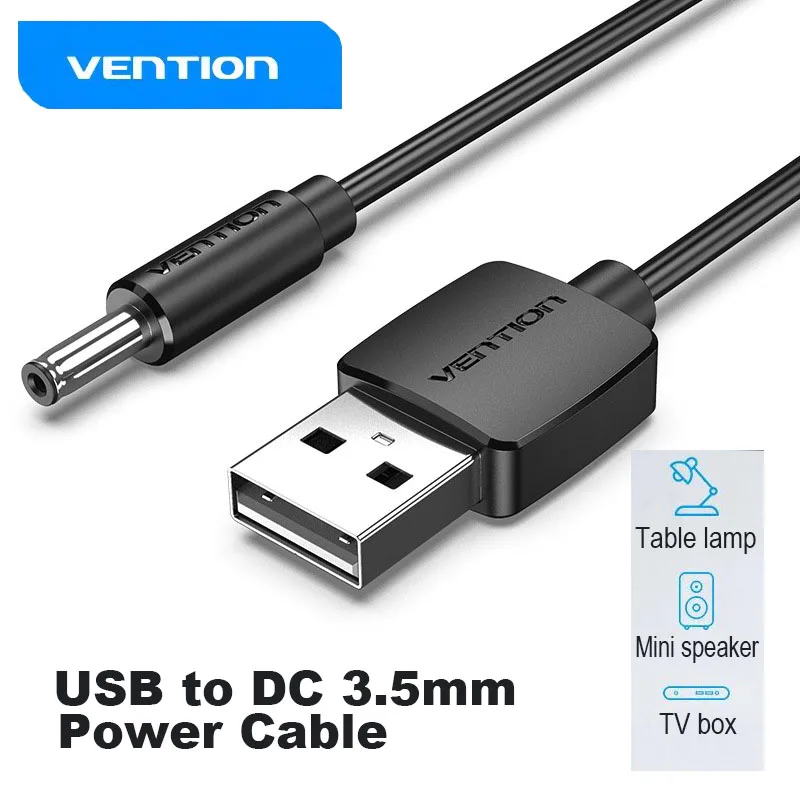 Vention USB to DC 3.5mm Power Cable 5V USB Charging Cable USB A Male to 3.5 Jack Connector Adapter for HUB USB Fan Power Cable