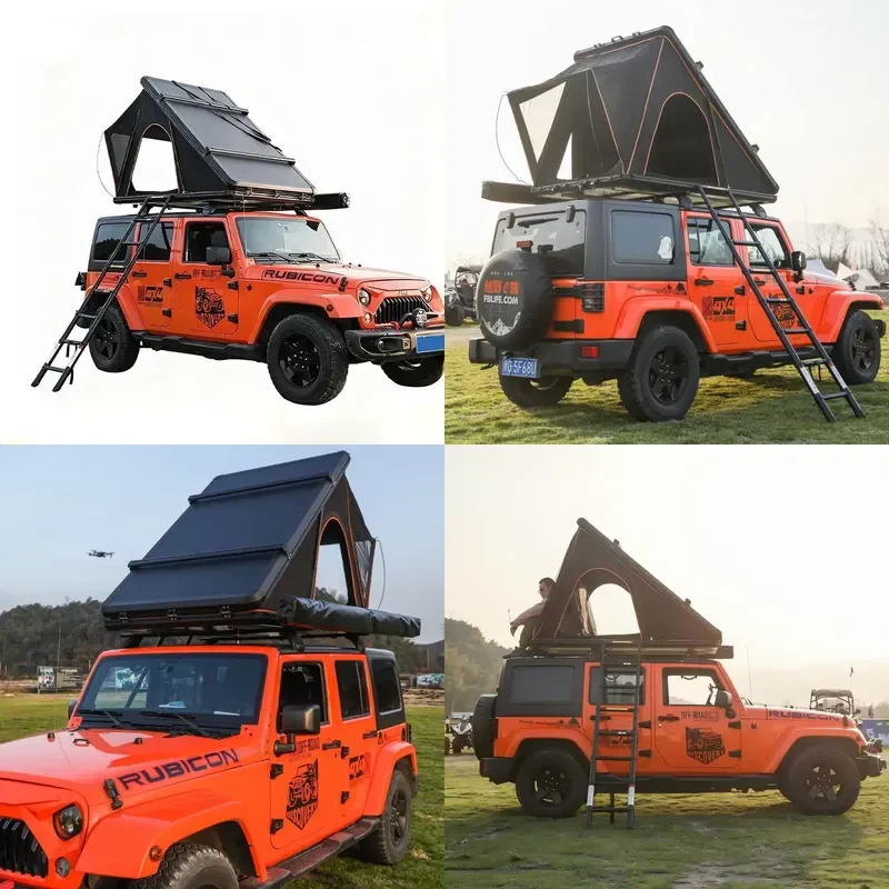 Outdoor Camping Tent with Folding Hydraulic Pole Quick-Opening Design SUV CAR Compatible Aluminum Alloy Triangular Roof Tent