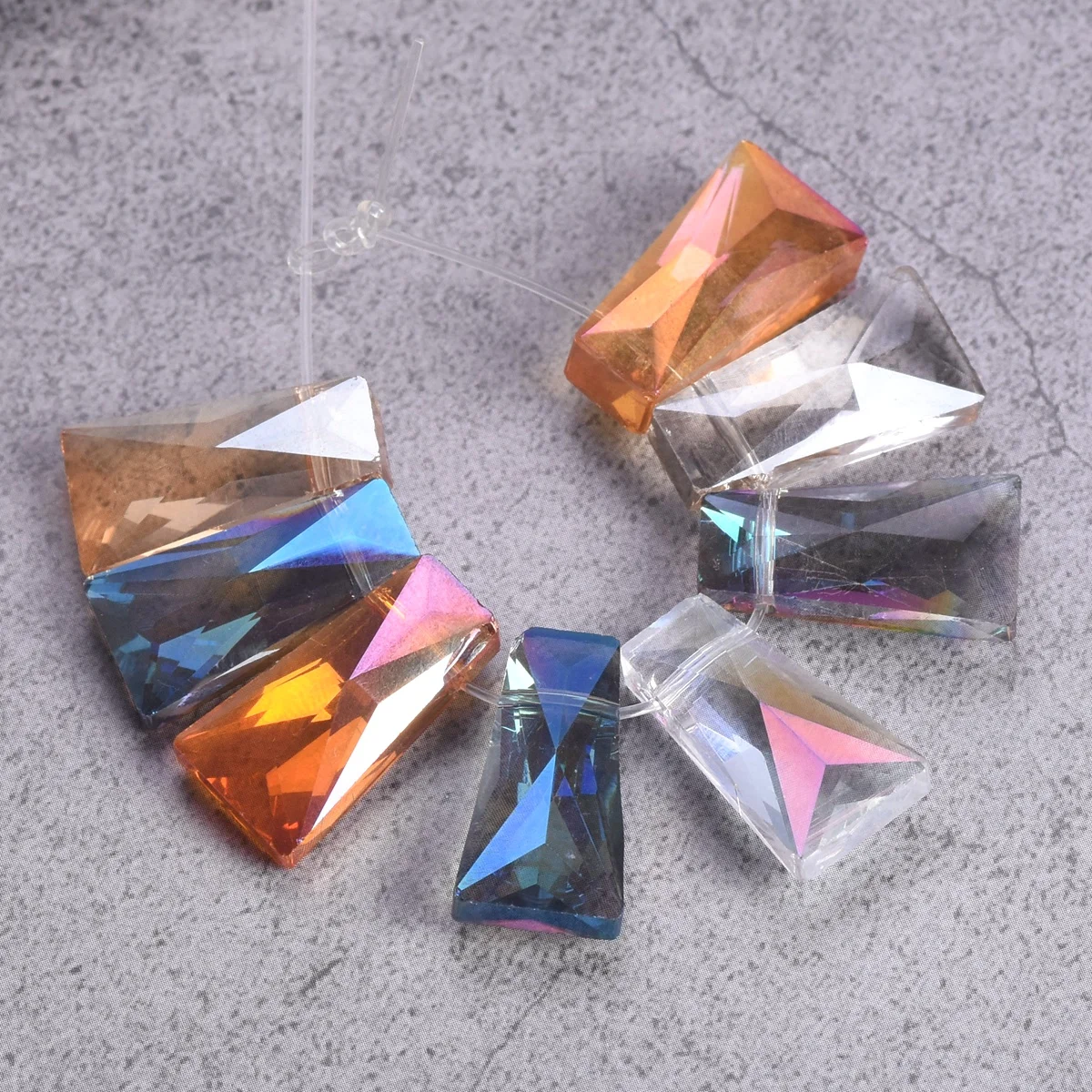 10pcs Trapezoid Shape 20x10mm Faceted Crystal Glass Loose Beads For Jewelry Making DIY Crafts Findings