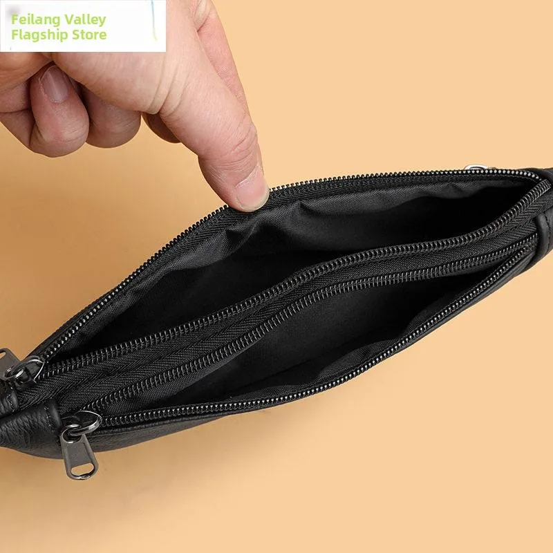Fashionable Fitness Men's Crossbody Bag 2026 New Style Sport Mobile Phone Waist Bag Single Shoulder Men's Bag Leather Material