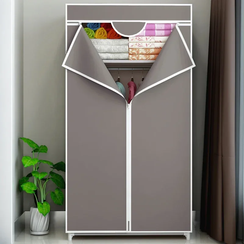 Portable Closet Large Wardrobe with 6 Shelves Clothes Organizer with Hanging Rods Wardrobe with Side Pockets Clothes