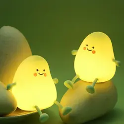 Mango con Sensor táctil creativo, luz nocturna, protección ocular, carga USB, lámpara de silicona para frutas, LED, regalo para niños