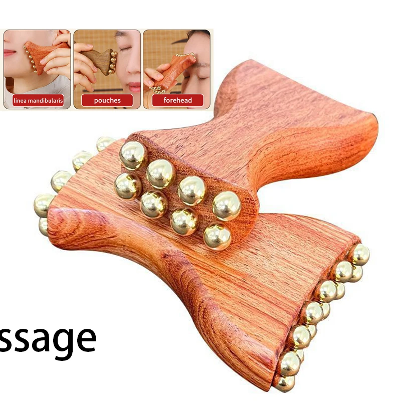 

Латунная золотая бусина, инструмент для подтяжки фасции для лица, массаж для красоты щек, Гуа Ша, лимфодренажный массажер, триггерная точка, релаксация