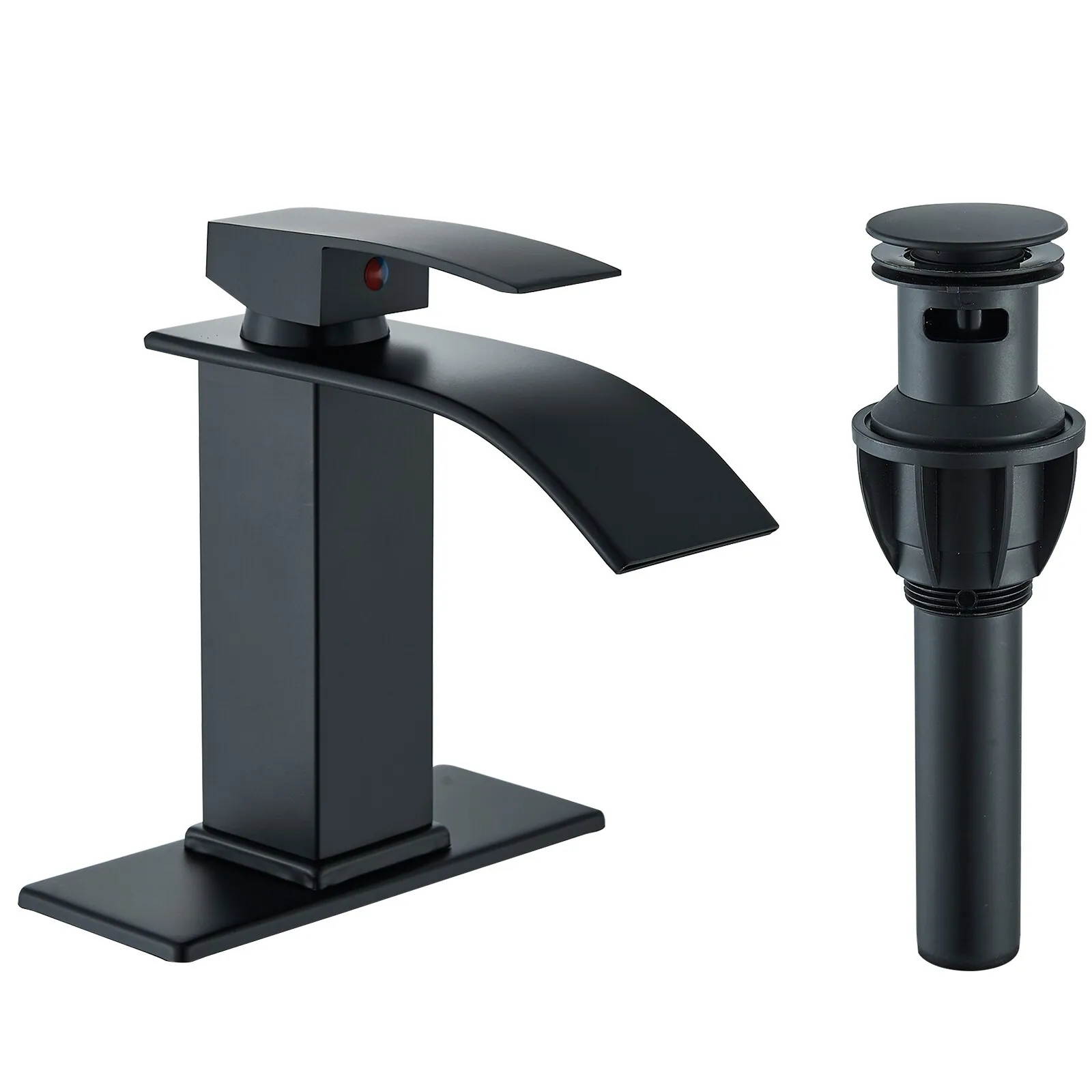 

Matte Black Bathroom Sink Faucet 1Hole Vanity Mixer Faucet Tap with Pop up Drain