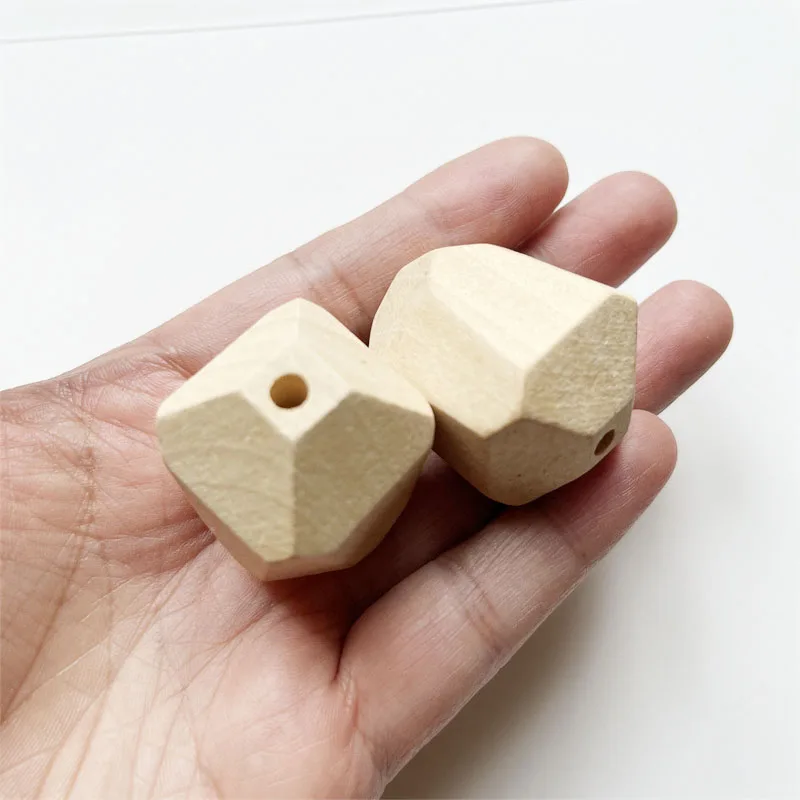 30*40mm 20*30mm Geometric Loose Wood Beads in Natural Color Straight Hole Pear Shape Beads Solid Wooden Section DIY Toy Jewlery