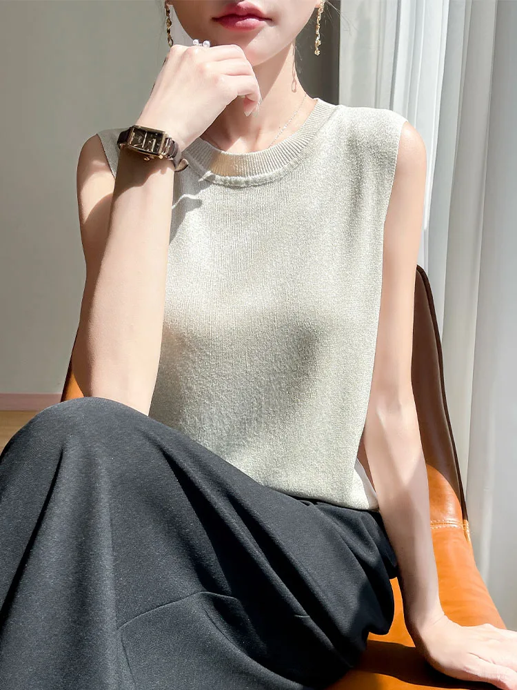 Haut tubulaire tricoté pour femmes, tenue d'été, petit col, Base Svel, gilet, costume, vêtements intérieurs, couleur Simple, nouvelle collection 2025
