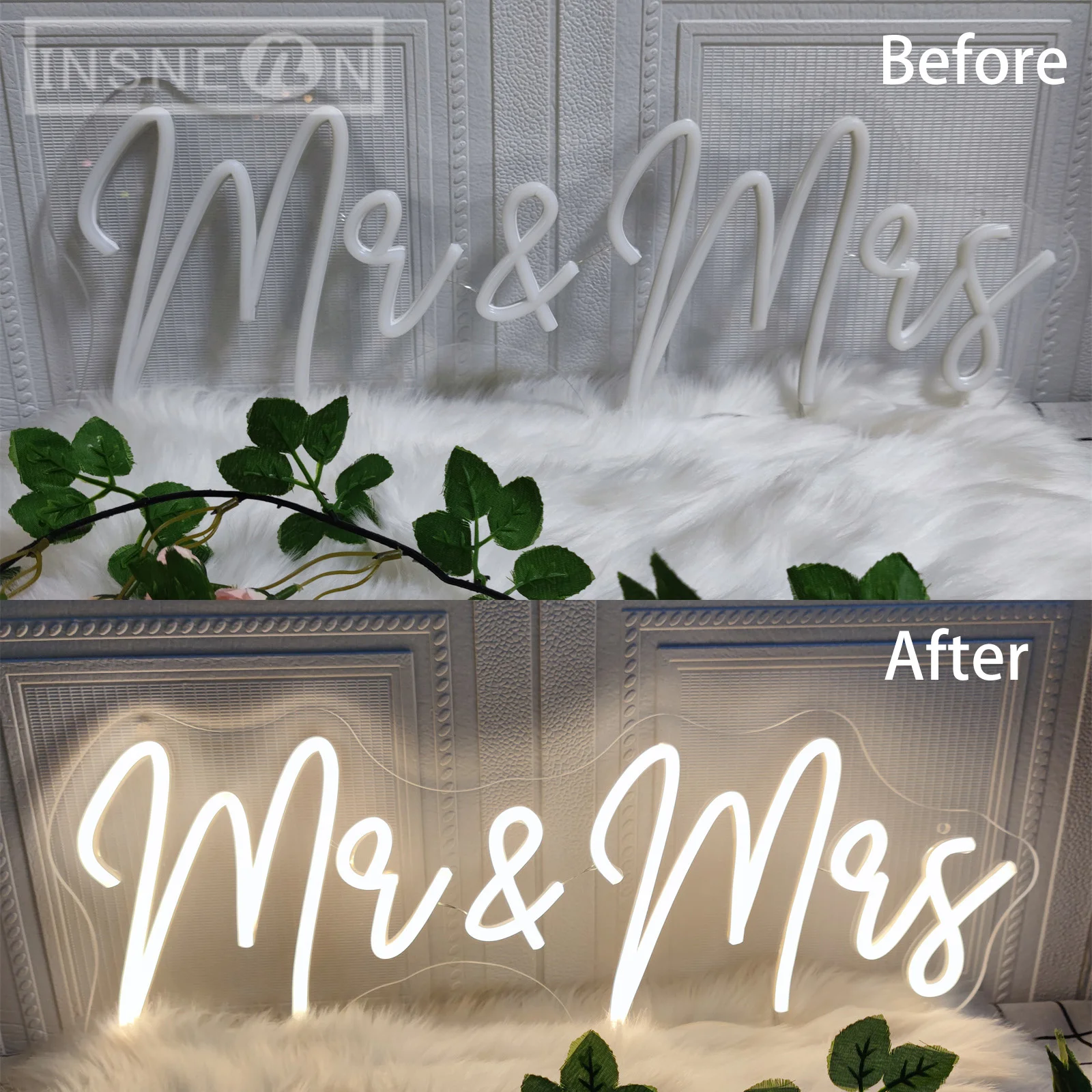 Mr & Mrs Neon Sign LED Light Wedding Party Wall LED Neon Signs Room Hanging Aesthetic Decoration Gifts Miss Mrs Led Neon Light