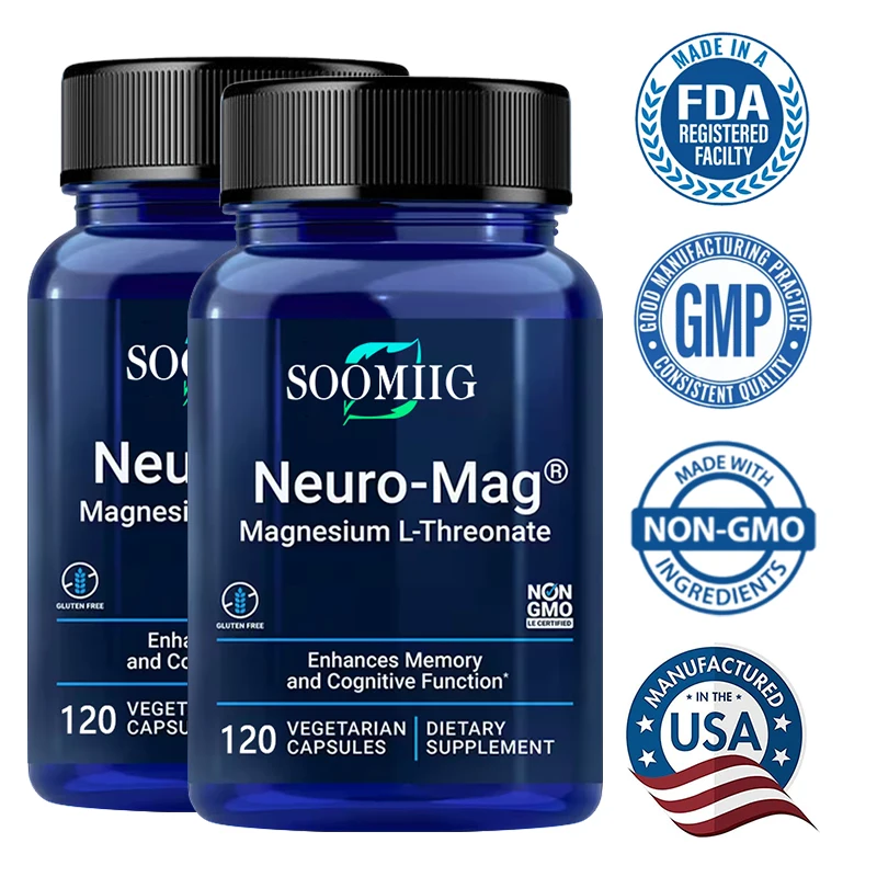 Magnesium Threonate 2000 Mg Capsules, High Absorption Rate, Support Brain Memory and Cognitive Supplement, Relieve Stress