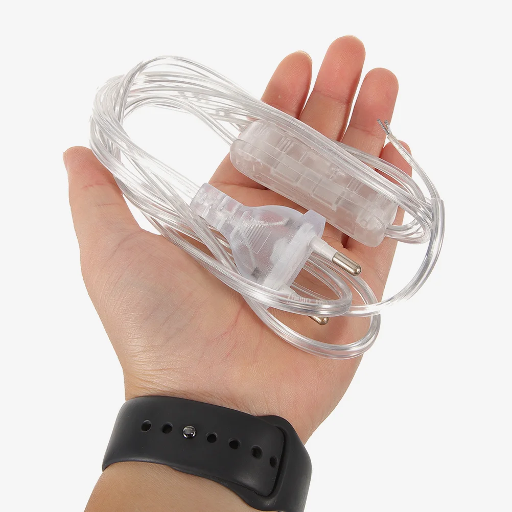 

3Pcs Clear European Power Cord Lamp Switch Replacement Transparent Light Cable Household Power Extension Lamp Switch