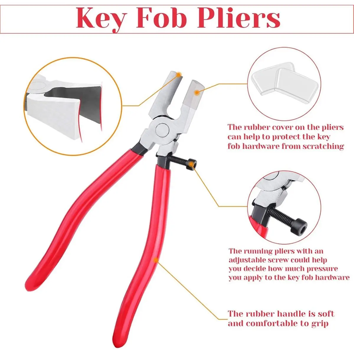 Key Fob Hardware Set, 50PCS 1 Inch Lanyard Keychain with Pliers Tool for Keychain and Wristlet Clamp Hardware Supplies