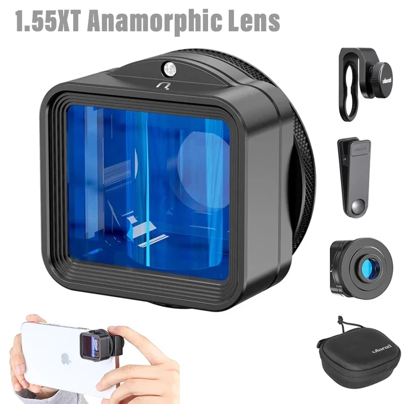 For Ulanzi 1.55XT Anamorphic Lens for iPhone 16 15 14 Samsung 1.55X Wide Screen Video Widescreen Slr Movie Videomaker Filmmaker