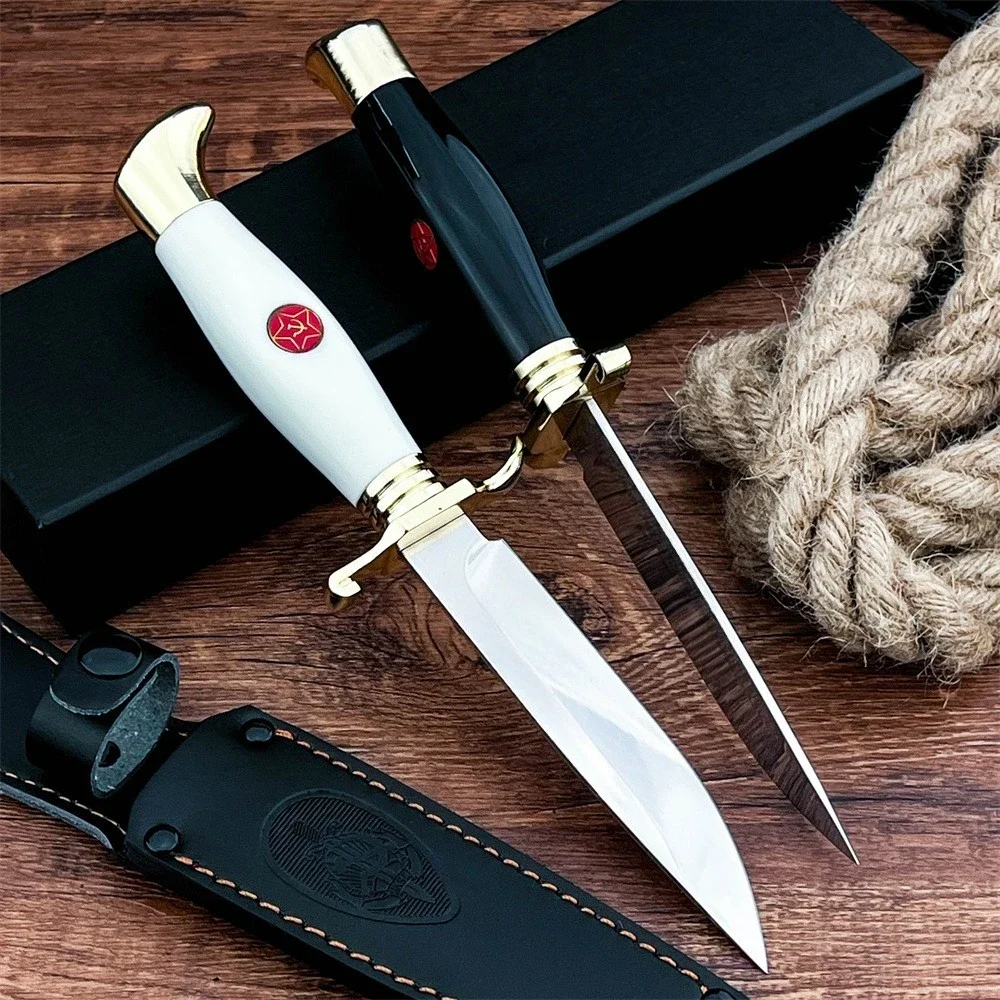 

High Hardness Jungle Fixed Blade Knife with Holster 440C Blade Hiking Portable Outdoor Survival Knife EDC Cutting Defense Tool