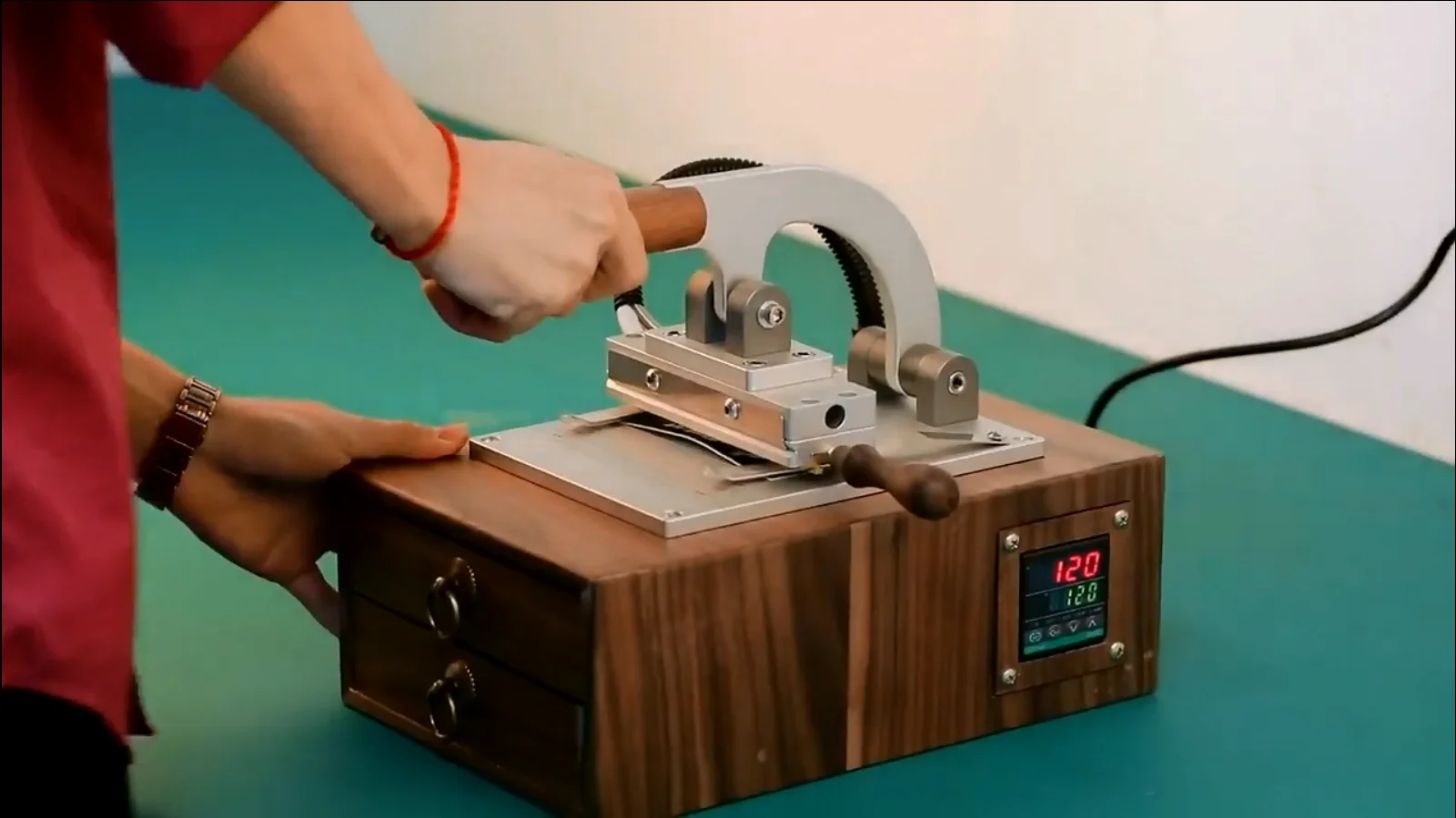 Hot Stamping Machine for Leather Logo Foil Bronzing EmbossingTools Walnut Box/Desktop with 6 Rolls Foil Paper 120mmx40m Printer