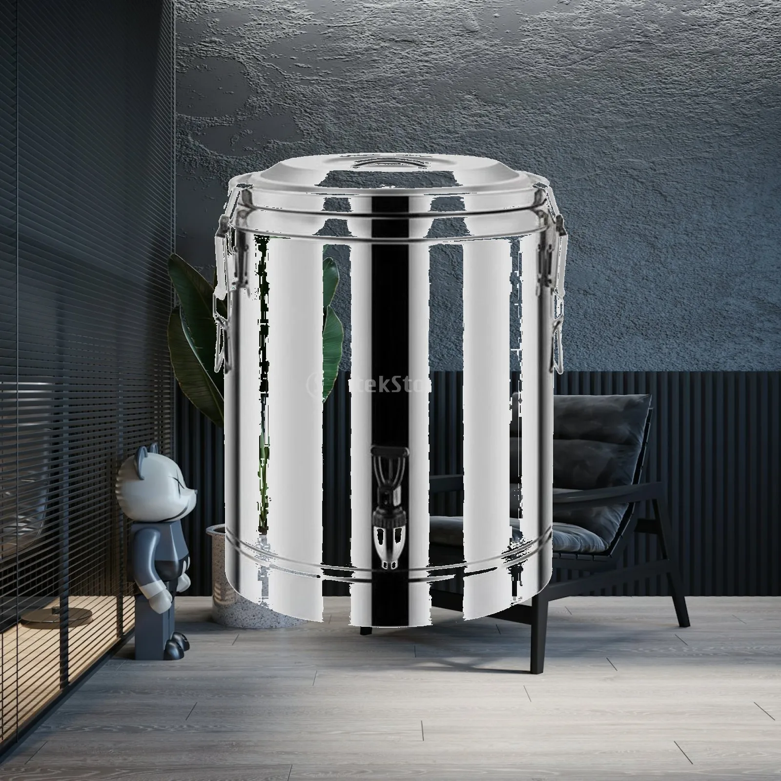 High Performance Stainless Steel Thermal Bucket for Soup Rice Soy Milk Insulated Dispenser with Leak Resistant Lid