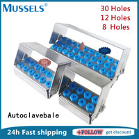 8/12/30 Holes Dental Implant Drills Organizer Bur Holder Box Sterilizer Case HP RA FG Endo Block Disinfection Cleaning Stand Lab