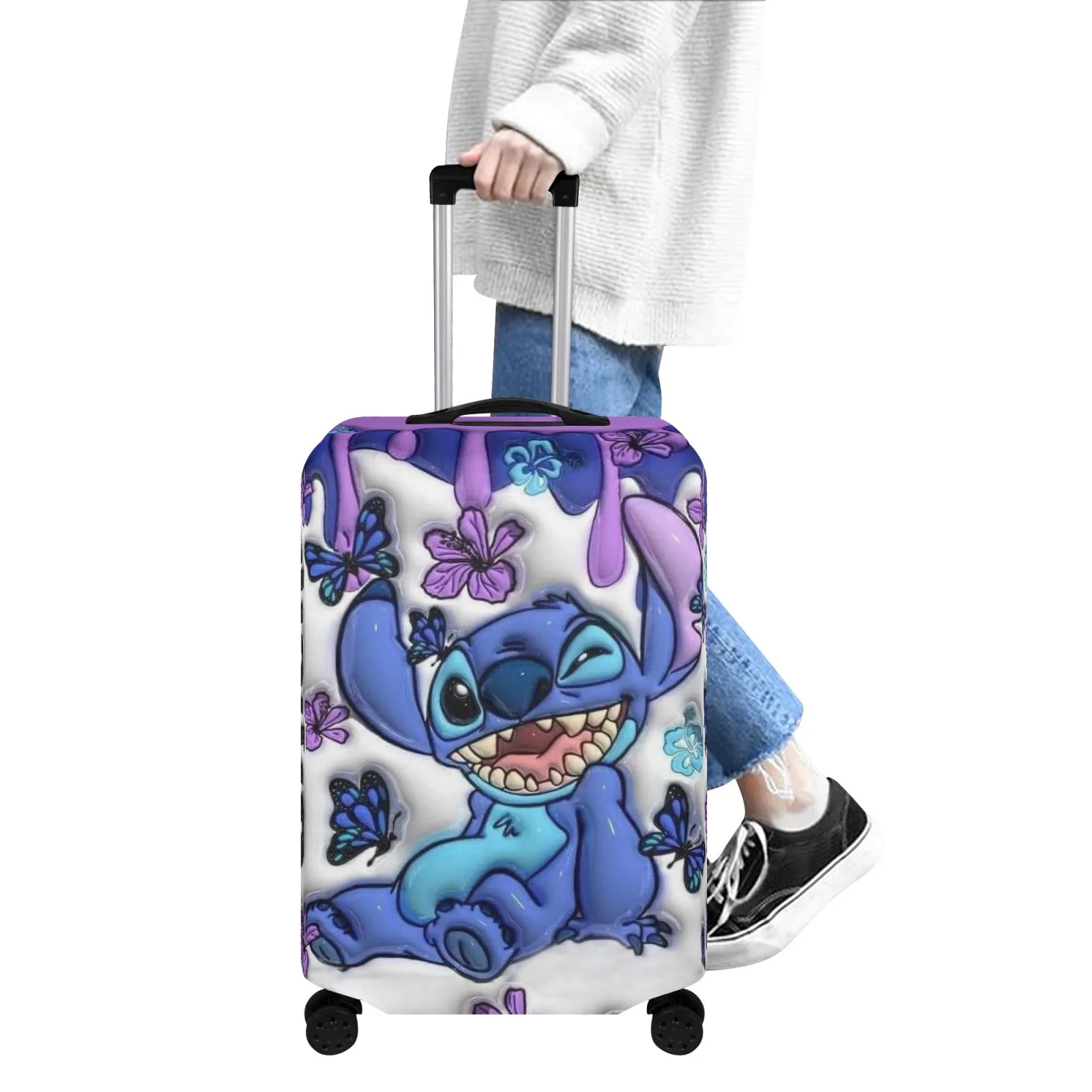 

1 Stitch Disney suitcase cover retro luggage cover elastic luggage cover cartoon design travel bag cover