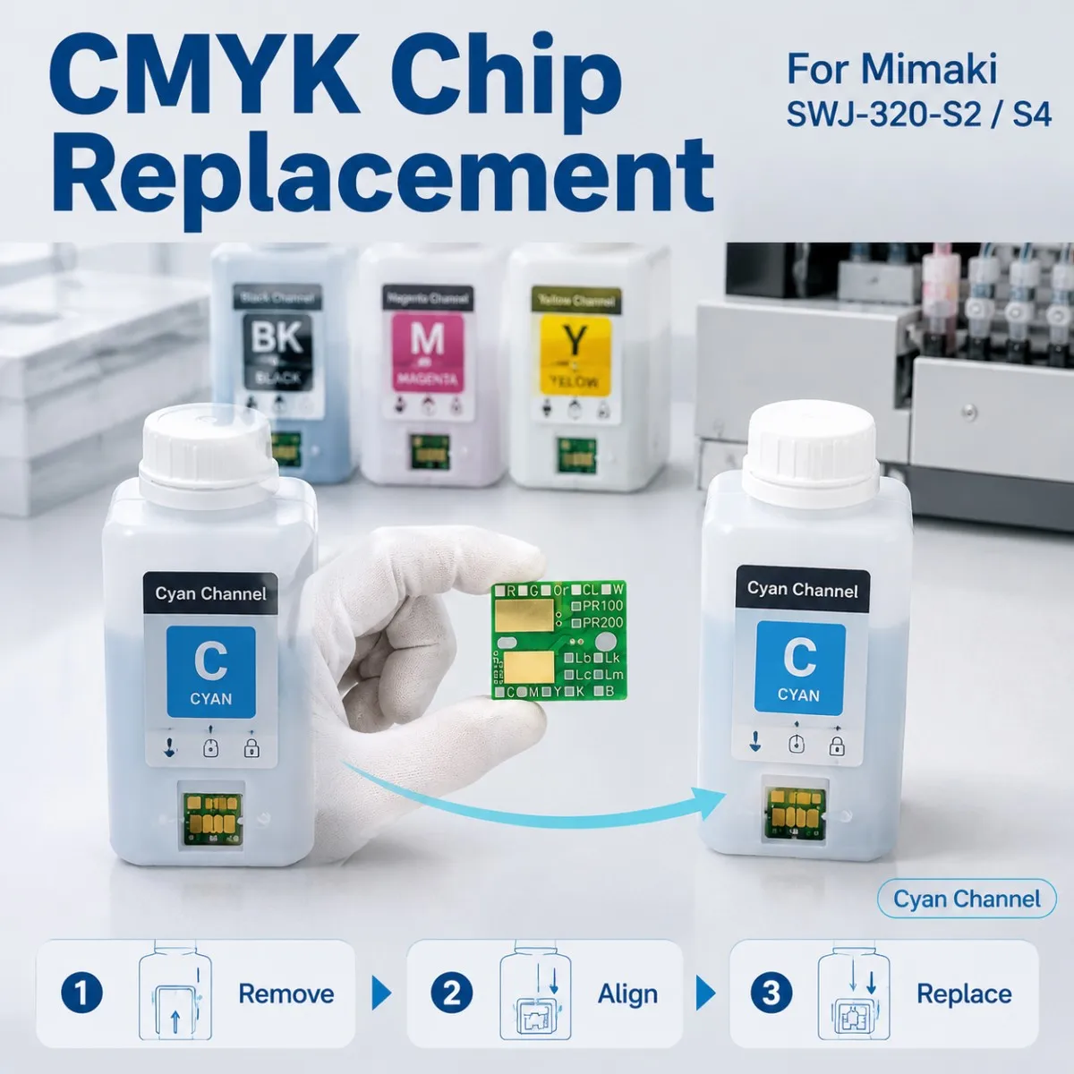 Ink Bottle Chip 3500ML CS100 One Time Use For Mimaki CS 100 Solvent Ink SWJ-320-S2 SWJ-320-S4 Printer CMYK Disposable Ink Chip