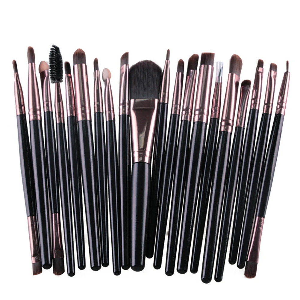 

20 Pcs Makeup Brush Set Black Handle Soft Bristles Powder Foundation Eyebrow Tools Accessories Durable Gifts