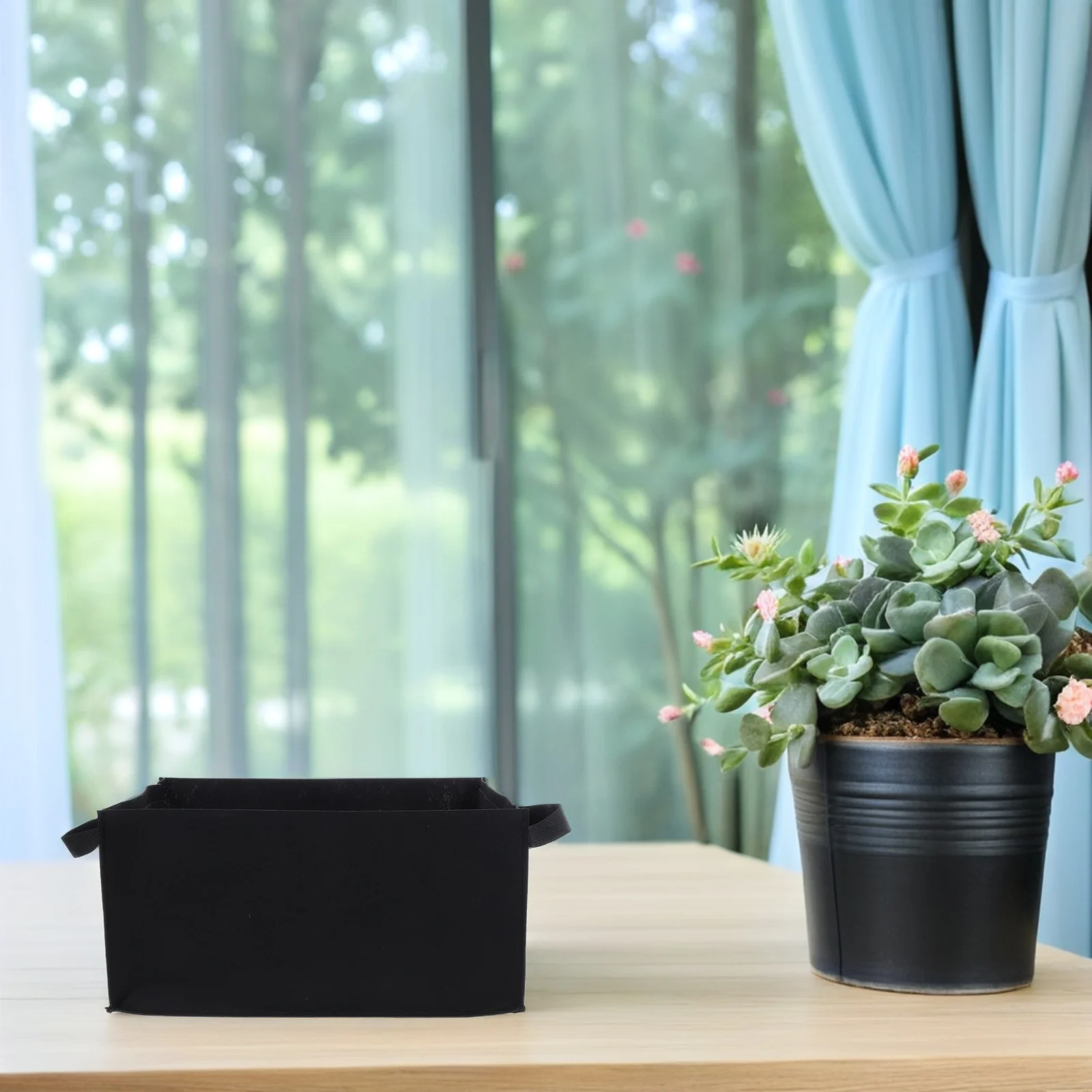

6pcs Black Fabric Grow Bags for Vegetable Garden Lightweight Reusable Economical Square Shape Foldable Double Handles Planting