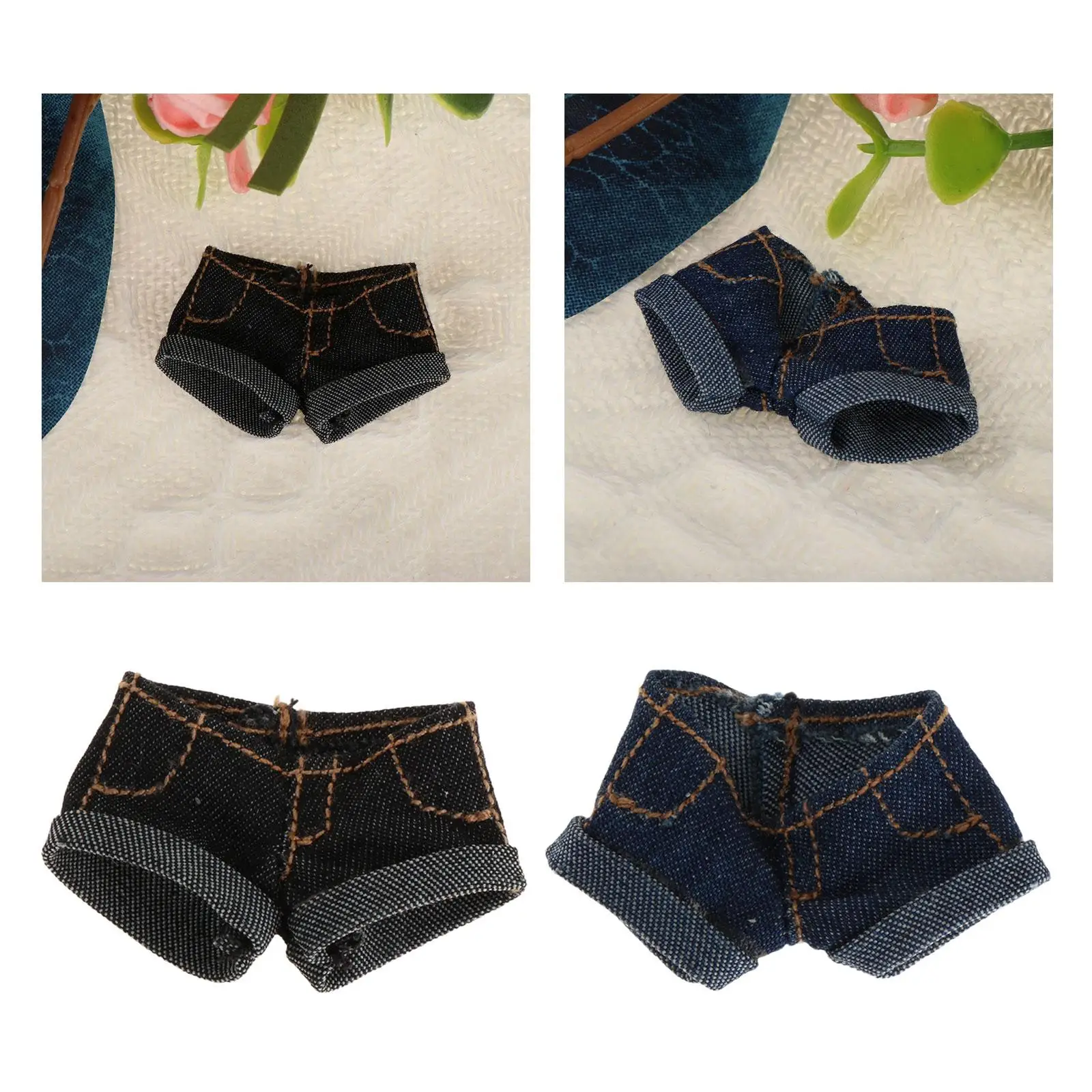 Shorts jeans cosplay para bonecas femininas, moda casual, calças curtas elegantes, traje de vestir, retrô, 6 ", acessório figurativo, 1:12