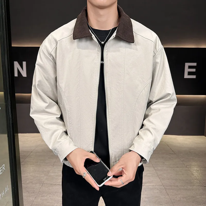 

Мужская куртка в стиле бизнес-кэжуал, свободного кроя, модная верхняя одежда, осенняя новинка, американский стиль, универсальная рабочая одежда, 100% полиэстер