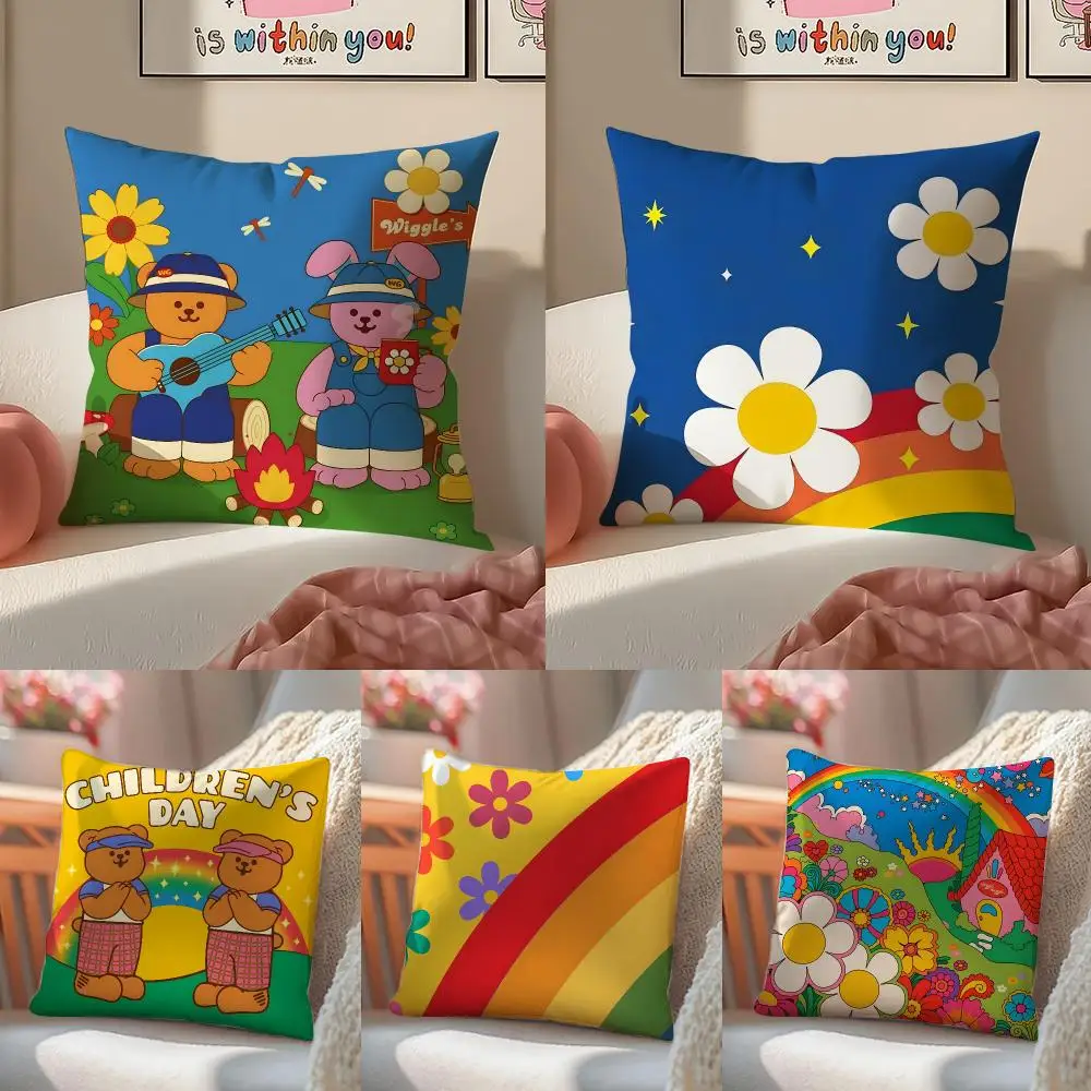 Wiggle CUTE W-Wiggle Cushion Cover Short Plush Pillowcase Sofa Decorative Cushion Bed Pillow Gift Idea