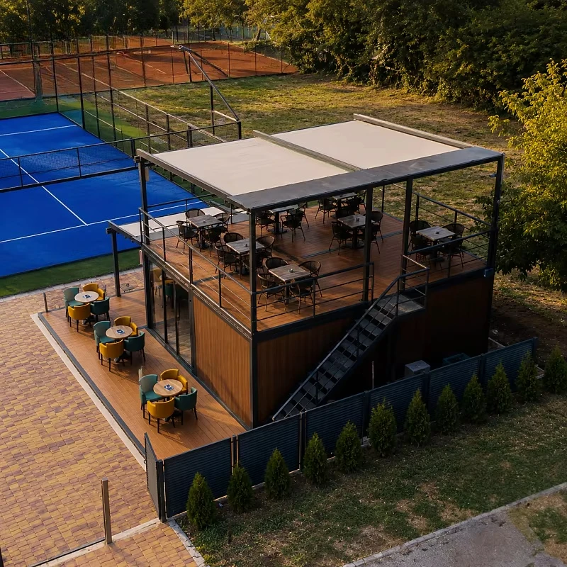 Flat Pack Container Shop Padel Court Prefab Retail Kiosk Modular Sports Facility Reception Office CE Certified Light Gauge Steel