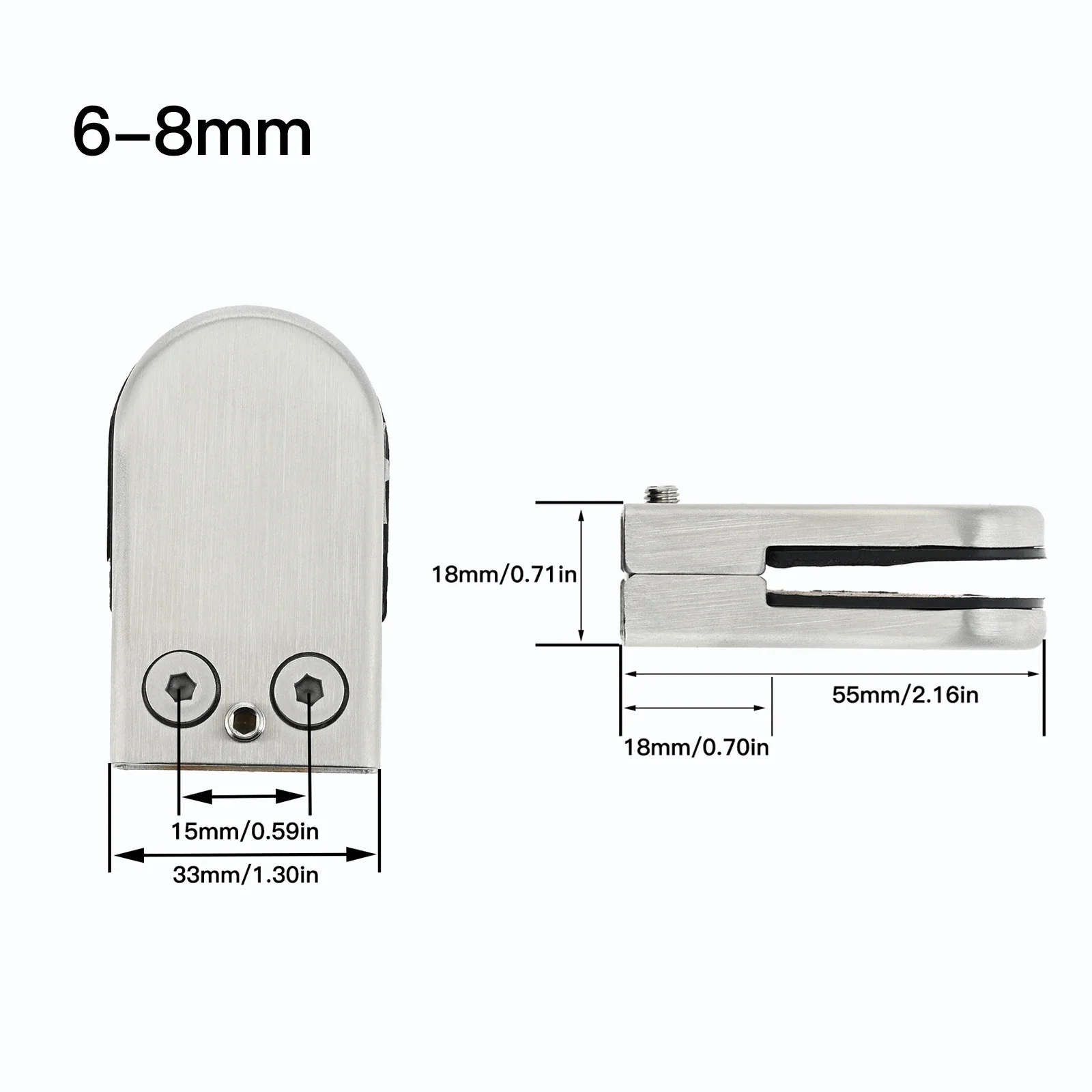 8Pcs Stainless Steel Glass Clamps & 2Pcs Hex Screwdriver for 6-8/8-10/10-12mm Thickness Glass Panel Fixed Support Brackets Clips