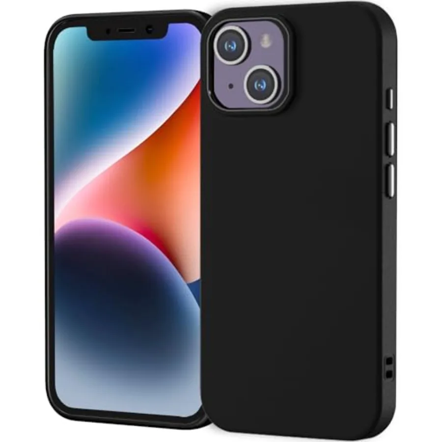 

Phone Case Compatible with iPhone 13 iPhone 14, Black Case Anti-Fingerprint Protective Bumper Matte Cover for 6.1 Inch