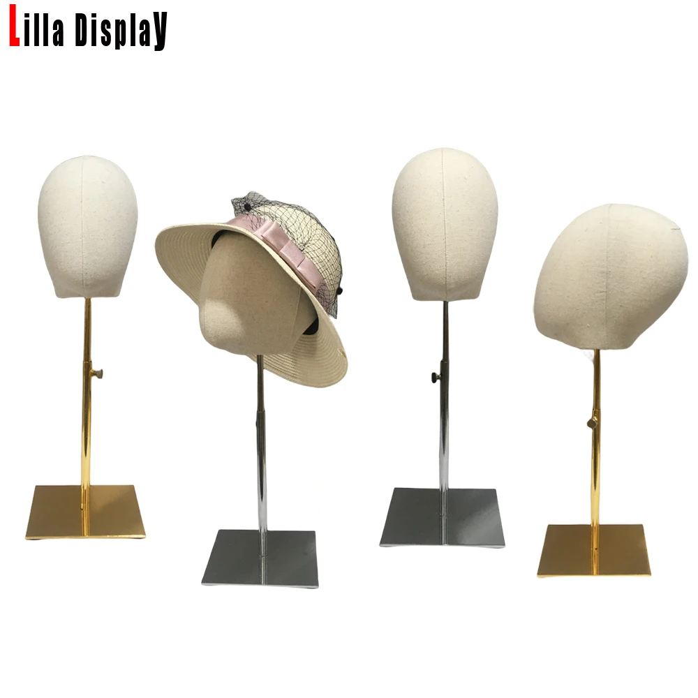 Cheap Hats Display Wigs Display Headband Display Adjustable Silver Square Base Female Mannequin Head Jasmine